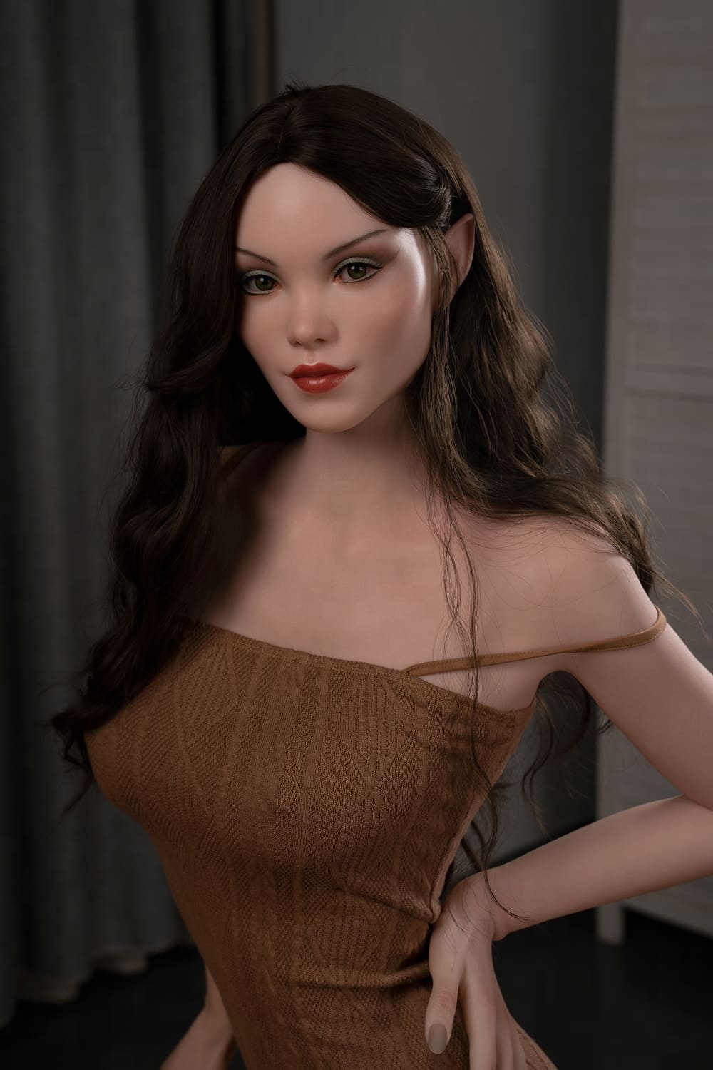 Секс-кукла Zelda фото 3 - SexDolls.com.ua Секс кукла Zelda в коричневом платье и длинными волосами