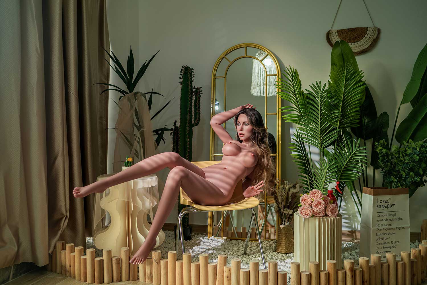 Секс-кукла Chelan - фото 3 - SexDolls.com.ua Секс кукла Chelan обнаженная на желтом стуле