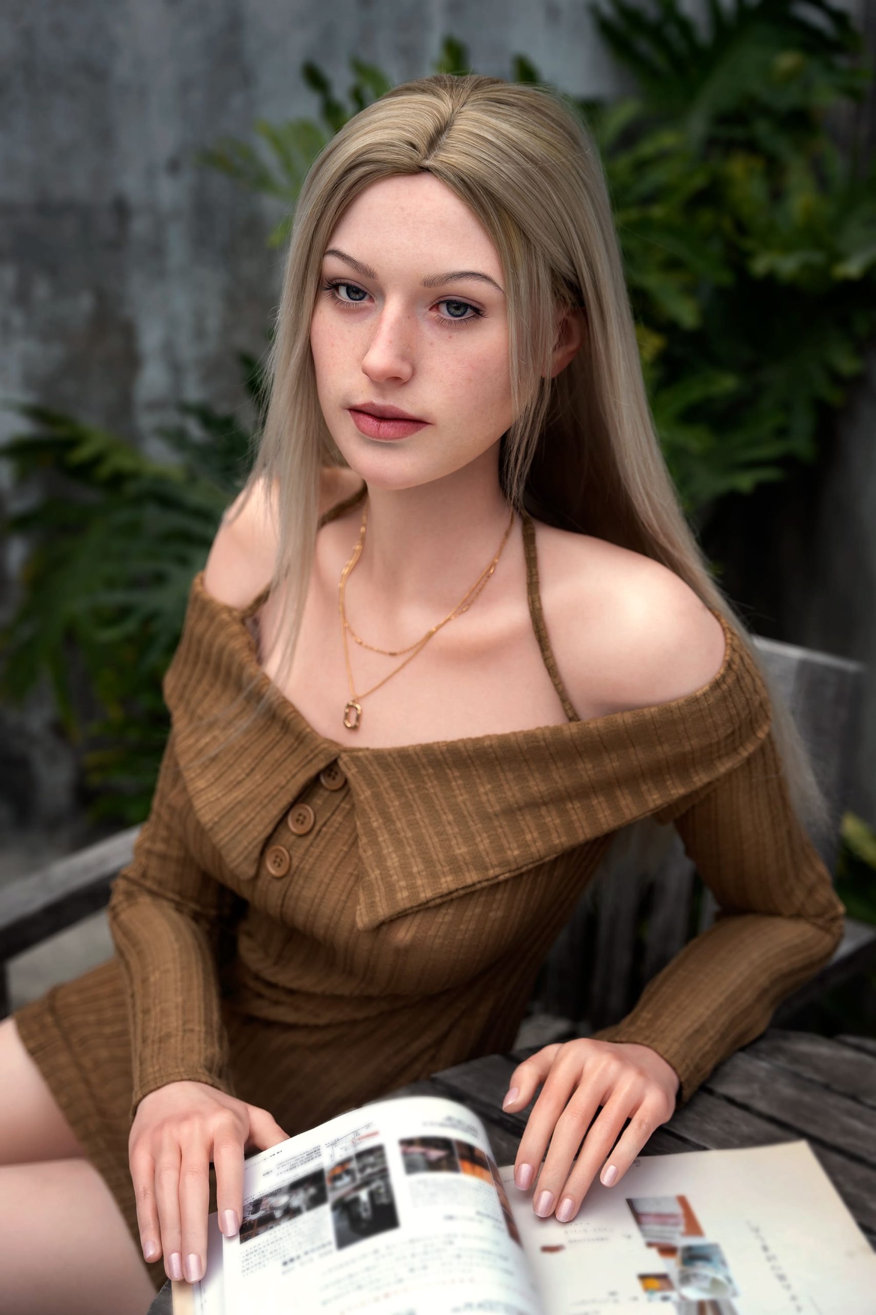 Секс-кукла Evelina фото 13 - SexDolls.com.ua Секс кукла Evelina с журналом в руках