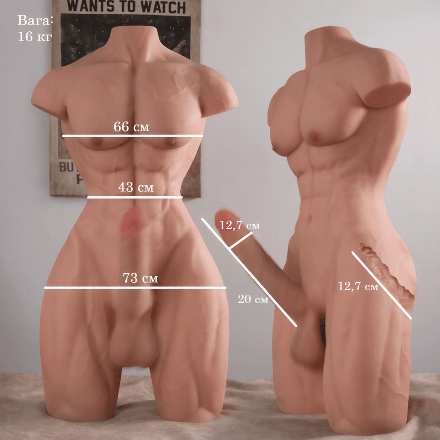 Мужской торс 16 кг - фото 11 - SexDolls.com.ua Мужской торс 16 кг размеры